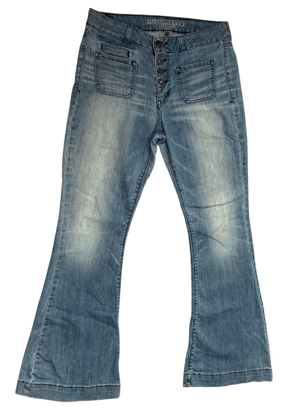 American Eagle Artist Flare Jeans Women's Size 12 Regular High Rise Stretch Boho